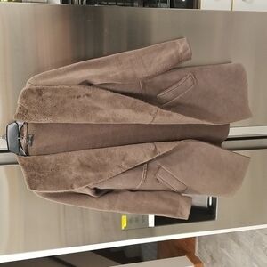 💕LOVE TOKEN💕 Faux Fur Wide Collar Knit Trench Jacket Coat ~ Taupe Brown